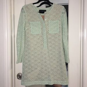 Victoria Beckham Mint Green Lace Button Up Dress